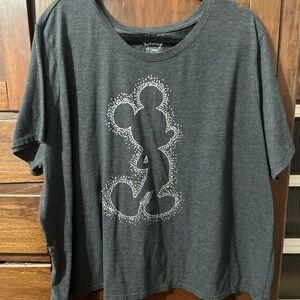 Disney Mickey Mouse Graphic T-Shirt Women’s 1X Gray Vintage-Style Disney Shirt